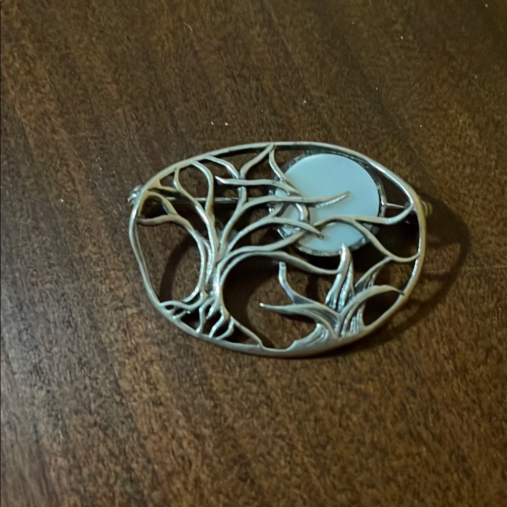 Elegant Silver Tree Brooch